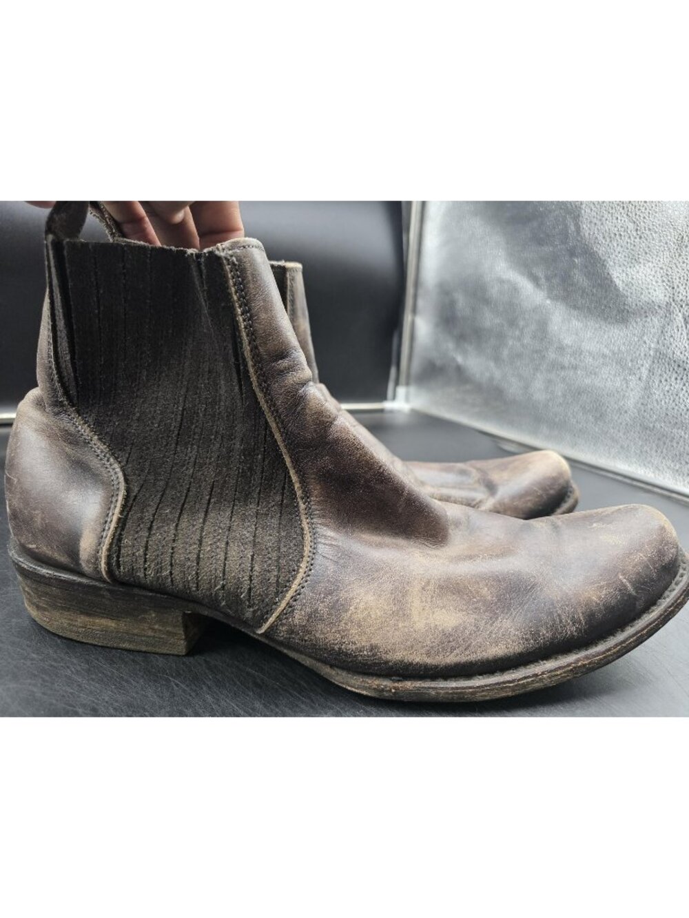 Corral Boots Mens Size 10 Brown 27715 Western Square Toe Ankle Zip Damaged